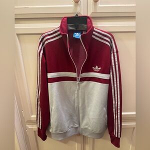 Vintage Adidas Red and Gray Tracksuit 
Jacket size XL
Pant size L